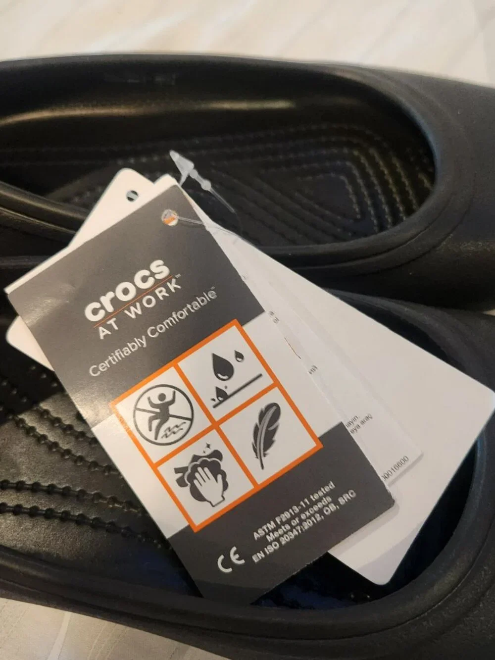 NWT Crocs At Work Flat Black Slip Resistant Shoes Women's Size 5